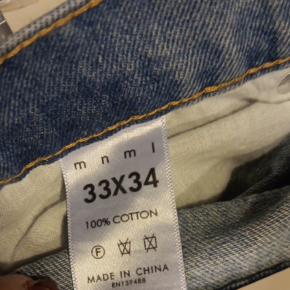 NWT! MNML Medium Blue Straight Jeans For Men - Picture 8 of 8